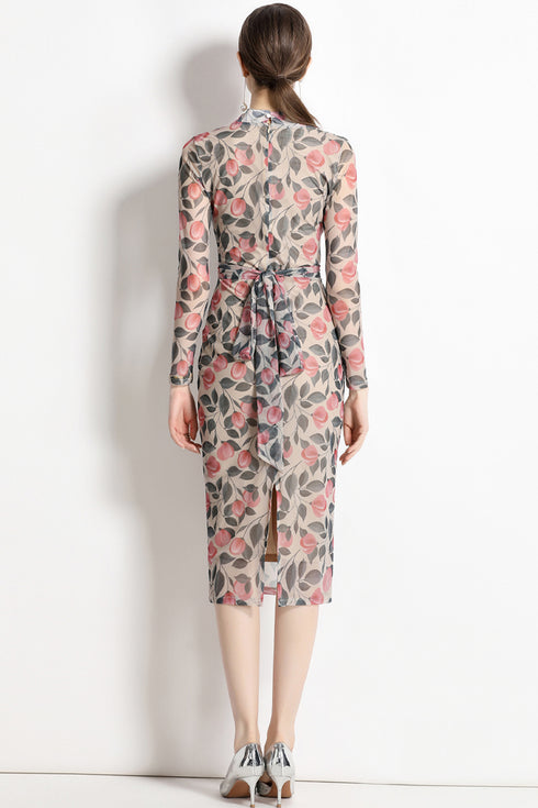 Vintage Designer Women's Elegant Pencil Dress, V-Neck Wedding Guest Vestidos